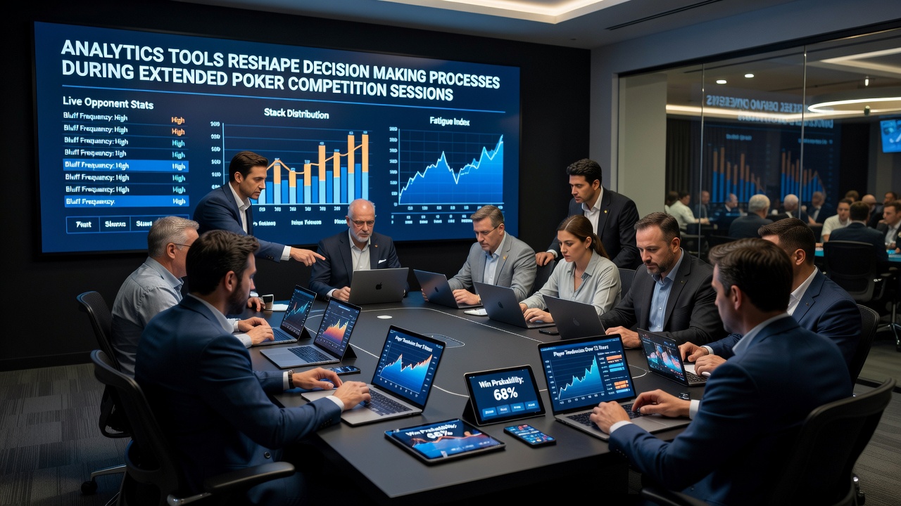 Dashboard einer Poker-Analytik-Software zeigt Statistiken während eines Turniers