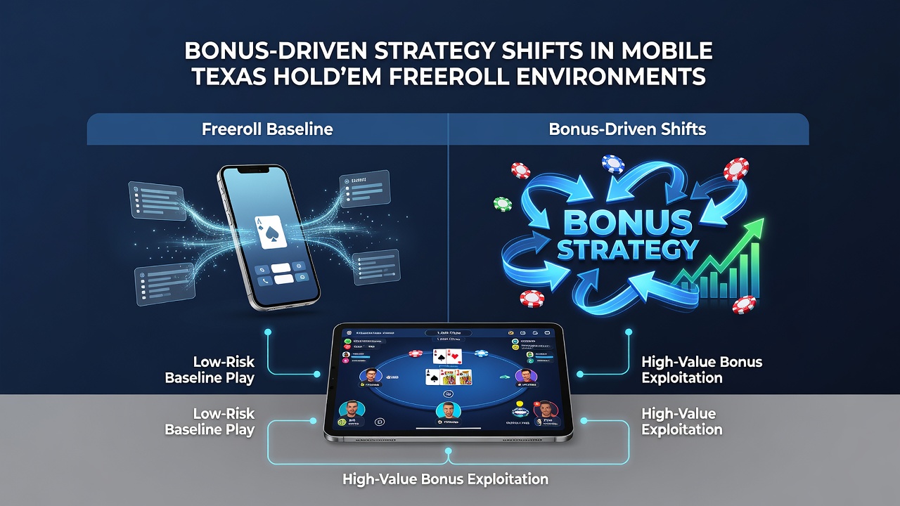 Mobile Texas Hold'em Freeroll-Tische mit Bonusindikatoren und Spielerstatistiken