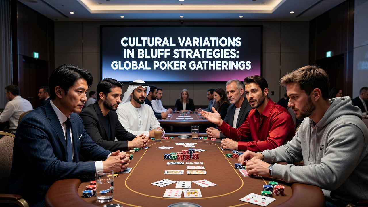 Internationale Poker-Spieler an einem Live-Tisch mit kulturell geprägten Interaktionen