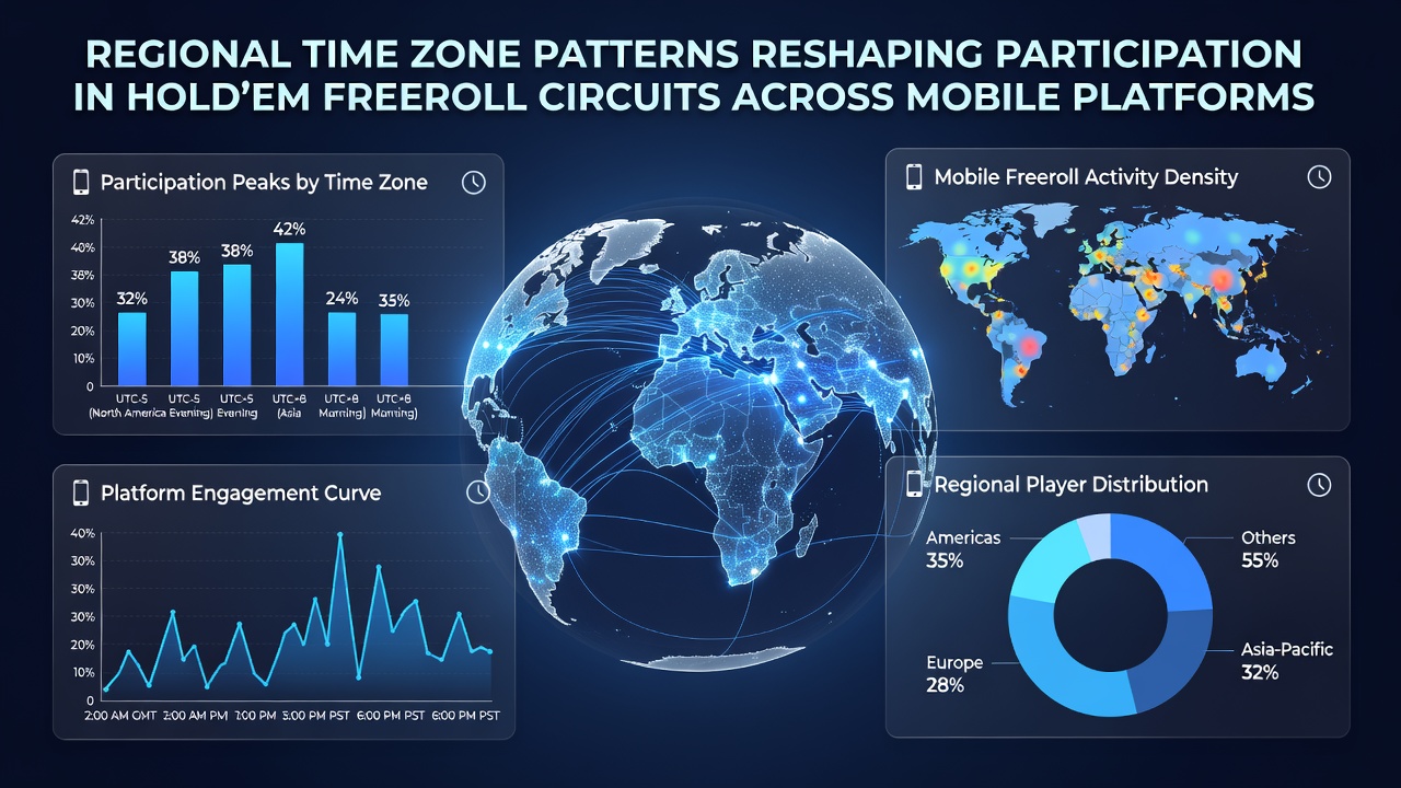 Smartphone zeigt Poker-Freeroll-Zeitplan mit globalen Zeitzonen